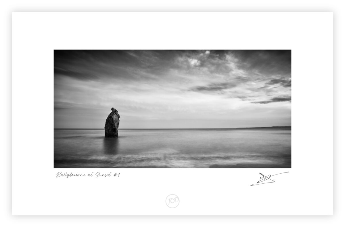 Sea stack standing offshore at Ballydowane Cove on the Copper Coast in County Waterford.