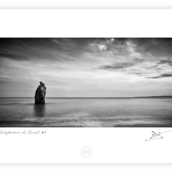 Sea stack standing offshore at Ballydowane Cove on the Copper Coast in County Waterford.