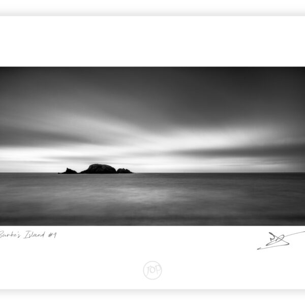 Burke’s Island seen offshore from Kilfarrasy Cove on the Waterford coast.