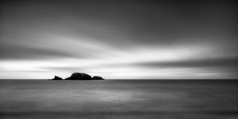 Burke’s Island seen offshore from Kilfarrasy Cove on the Waterford coast.