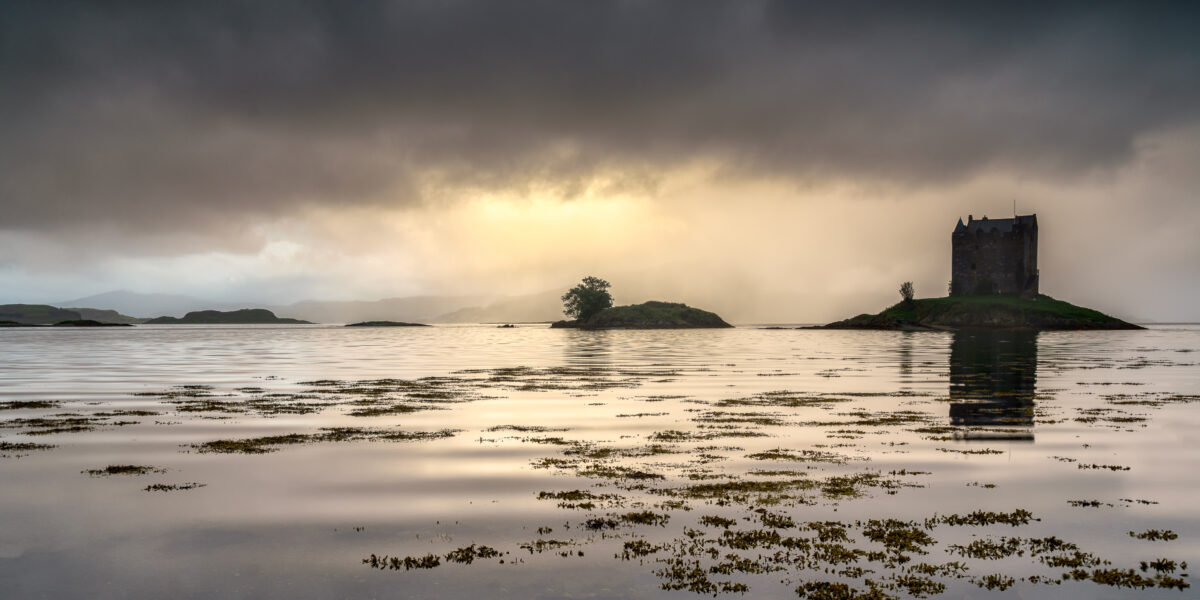 Sunset at Castle Stalker #1 by © John Dunne 2017, all rights reserved. 