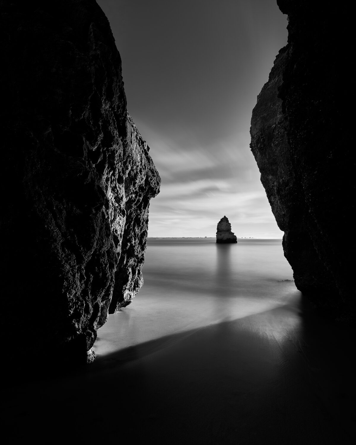 Sunrise at Praia do Camilo #1 - Quiet, Calm, B&W Sunrise at Praia do Camilo #1 - Quiet, Calm, B&W